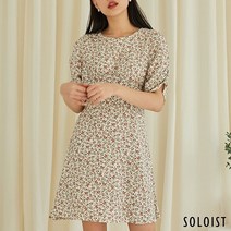 SOLOIST 셔링슬리브 플라워 패턴 원피스 SADK2601
