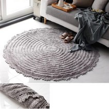 세련된 빈티지 포인트 레이스 원형러그 결혼선물 매트, 사이즈_90cm