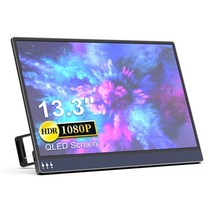 휴대용모니터 태블릿 터치 듀얼 보조 안드로이드 포터블 Bimawen 4k QLED 휴대용 모니터 13.3 인치 HDMI 컴퓨터 디스플레이 HDR 게이밍 노트북 PC 맥 Xbox L, [02] JP 플러그, [01] 13.3Inch QLED 1080p