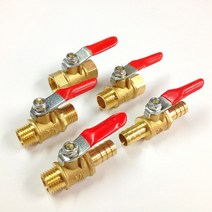 중간밸브 빨간색 핸들 작은 밸브 6mm8mm10mm12mm 호스 바브 인라인 황동 물 오일 공기 가스 연료 차단 볼, 04 12mm