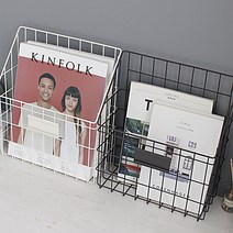 철제 벽걸이 바스켓 거실 쇼파 침대 잡지 신문 거치대, 아이보리