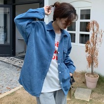 어라운드24 여성 코듀로이 박시 아우터 포켓 보이핏 남방 셔츠