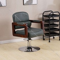레트로 고급 바버샵 이발소 미용실 의자 헤어샵 체어 인테리어 복고풍, 다크그린 발판없음, 1개