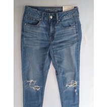 아메리칸 이글 하이 라이즈 찢어진 TomGirl 청바지 여성 사이즈 0 X-롱 디스트레스드 $49 진 데님