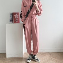 동대문관 오베느 레터링 크롭 후드 조거 팬츠 세트