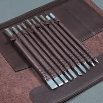 고급형 돌도장 전각도10종 세트 가죽케이스 텅스텐 스틸 전각칼, 10종 1세트