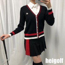 헤이골프 레드라인 가디건 여성 니트 골프웨어 연습복 필드룩 라운딩 봄 가을 겨울 패션
