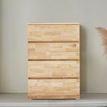 원목서랍장 루킨스 올리 고무나무원목 800 4단 서랍장, 내추럴