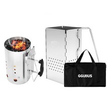 꾸버스 참숯 점화기 접이식 차콜스타터 바베큐그릴, 1)원형 스테인레스 차콜스타터 M