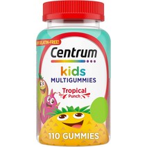 멀티비타민 Centrum 키즈 종합비타민 구미 트로피칼 펀치 천연 향료로 제조 110개 110일분, [01] 110 카운트