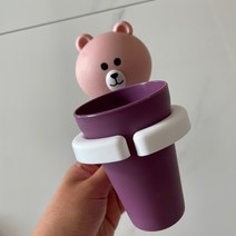 레브드베베 곰돌이양치컵 칫솔걸이 욕실용품, 핑크, 1개