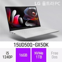 [오늘출발] LG전자 2022 울트라PC 15UD50Q-GX50K - 15인치 가볍고 휴대하기 좋은 사무용 인강용 대학생 추천 노트북, 16GB, Free Dos, 1TB