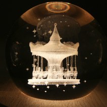 옆동네몰 회전하는 수정 오르골 무드등 터치밝기조절, 회전목마