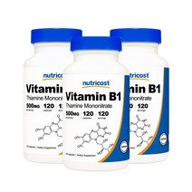 뉴트리코스트 비타민 B1 티아민 모노나이트레이트 500mg 캡슐, 120개입, 3개