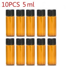 10Pcs 1/2/3/5ml 미니 에센셜 오일 병 샘플 항아리 오리피스 브라운 감속기 및 캡 리필 용 유리 화장품 용기, [04] 10PCS 5ml