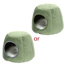 강아지방음부스 길고양이집 원목강아지집기니피그 침대 햄스터 고슴도치 겨울 둥지 작은 애완 동물 따뜻한, 01 green_02 M