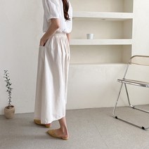오슈 여름 베이직 20대 대학생 깔끔 린넨 롱스커트