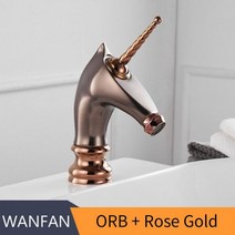 헤드 시공 교체 셀프 세면대 욕실 수전 꼭지 설치 수도 분지 수도꼭지 독특한 패션 말 머리 황금 황동 데크 장착 단일 긴 핸들 화장실 믹서 탭 855753, ORB And Rose Gold_CHINA
