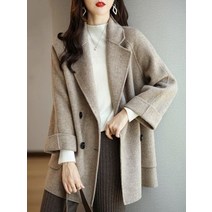 여성 헤링본 자켓 코트 용 겨울 패션 울 앰프 블렌드 오버 용 우아한 솔리드 두꺼운 롱
