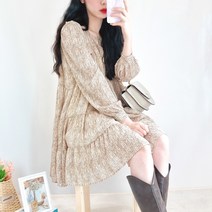 지브라 패턴 쉬폰 캉캉 빅사이즈 오버핏 루즈핏 유니크 퍼프 봄 미니 원피스