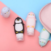 휴대용 펭귄 리필 공병 90ml 4종 [여행용 샴푸 린스 로션 기내반입가능 실리콘 핸드크림 용기], 블루