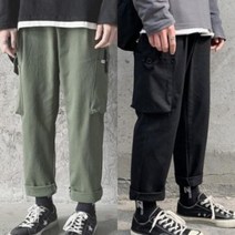 IJP049461밴딩 세미와이드 카고 DS-AL582 바지 남자 크롭