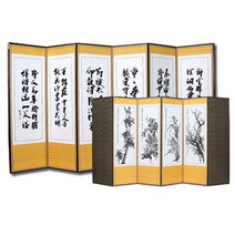 [正統手功] 추사한시_사군자 6폭병풍+병풍커버포함, 상세설명 참조