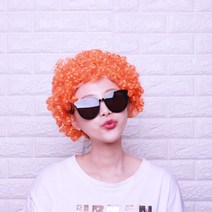 (오렌지) 파티용 뽀글이 폭탄머리가발 행사 가발
