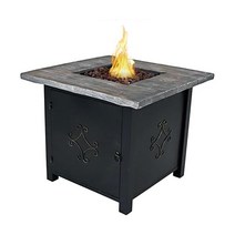 Sunnydaze 30인치 정사각형 주조석 프로판 가스 화덕 테이블(용암석 포함) - 내후성 커버 포함