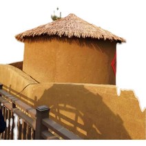 초가집 지붕 볏짚 인조 PVC 인공 지푸라기 원두막, 다크카키