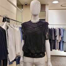 [블루페페] SH02 레이스뒤지퍼 블랙블라우스 P213PSC942