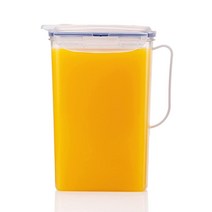 LocknLock 손잡이가 달린 아쿠아 냉장고 도어 워터 저그 BPA 프리 플라스틱 피처 플립 탑 뚜껑 포함 차와 주스 만들기에 적합 1.9L(2쿼트) 아이보리, 2 QT, Clear, Clear
