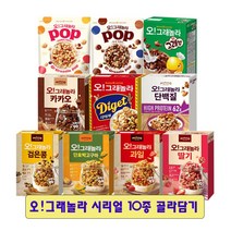 오리온 오그래놀라 시리얼 10종 골라담기 (초코고래밥 팝 크린베리 팝초코아몬드 카카오 다이제 단백질 검은콩 단호박고구마 과일 딸기), 1. 팝크리베리아몬드 370g