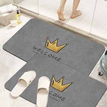 FASEN 홈 반원형 직사각형 물흡수 소프트 논슬립 욕실 화장실 다용도 빨아쓰는 규조토 발매트, Z-14.웰컴 크라운2P