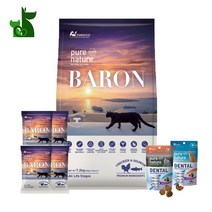 퓨어네이쳐캣 바론 고양이사료 치킨+연어-7.2kg+덴탈스낵+샘플 증정 가수분해 헤어볼 그레인프리