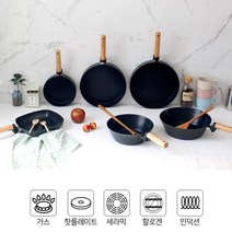 인덕션가능 플레이팅겸용 우드손잡이 프라이팬 에그팬 스칸팬 달걀말이팬 집들이선물, 20cm 후라이팬