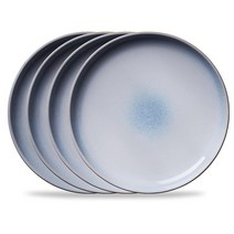 Corelle 오트밀 스톤웨어 디너 세트 원형 플레이트 4개 전자레인지식기세척기오븐냉동실 사용 가능, Nordic Blue