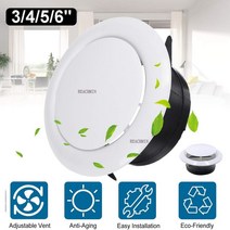 스파이럴덕트 파이프 배관 밸브 조정 가능한 공기 환기 커버 라운드 덕트 천장 벽 구멍 abs 에어 벤트 그릴 루버 주방 목욕 공기 배출구 신선한 시스템, 01 75mm