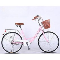 바구니자전거 생활 출퇴근 로드 클래식 레트로 성인용 쇼핑 장바구니 자전거, 24인치, D. 핑크