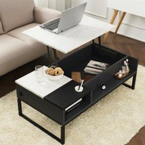 SEUM 높은 거실 리프트 테이블 밥상 확장 테이블 소파 탁자 대형 수납형 테이블, 01.퍼시_그레이화이트