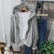 상상그이상 여성용 국내제작 어텀 후드집업 루즈한 가오리핏 고퀄리티 편한 탄탄한 면 간절기 청바지와 잘 어울리는 무지 오버핏 캐쥬얼 후드티 데일리룩