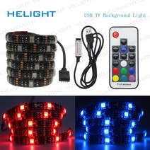 RGB LED 라이트 스트립 SMD5050 + 3/17 키 RF 원격 컨트롤러 USB TV 배경 조명 바 색상 변경 램프 5M, 01 IP20 not waterproof_01 5m, 02 RF 17key(black)