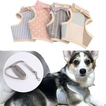 반려견 조끼형 하네스 목줄 소형견 중형견 애견 추천 강아지 개 리드줄 가슴줄 튼튼한 산책 야외 활동 줄 연결고리 목디스크 방지 다양한 디자인 S M L 1P, 라이트체크 L
