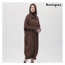 [보니스팍스] 가오리핏 골지 터틀넥 니트 원피스-MF99KO042