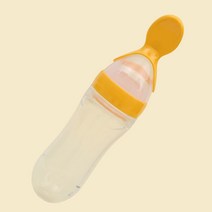 90ML 사랑스러운 안전 유아 아기 실리콘 스푼 피더로 먹이기 음식 쌀 시리얼 병 최고의 선물, YELLOW