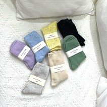 씨앤초이스 컬러 보카시 여성양말 7세트 사계절 컬러 골지 중목 여자긴양말 소프트삭스