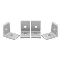 노 브랜드 알루미늄 프로파일 용 4 pcs l 코너 브래킷 커넥터 앵글 연결 조인트 (실버, 빨간색