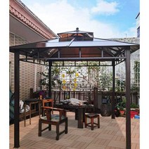 레저 아웃도어 정자 리조트 정원 호텔 원두막 천막, 2.6x2.6m 차양막+2개의 좌판+테이블
