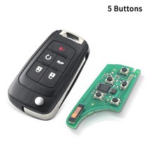 자동차키 KEYYOU 플립 접이식 원격 자동차 키 포브 쉐보레 크루즈 말리부 아베오 스파크 올란도 433 MHz ID, 04 5 buttons_01 433mhz