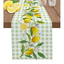 봄 레몬 잎 꽃 흰색 질감 테이블 러너 장식 홈 디너, 33x122cm, LXM11410